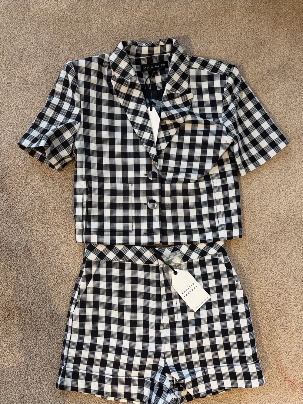 English Factory Black & White Gingham Short Set